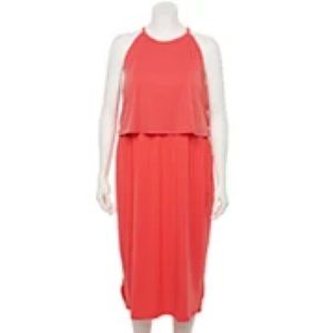 Tek Gear Layered Midi Dress - Coral